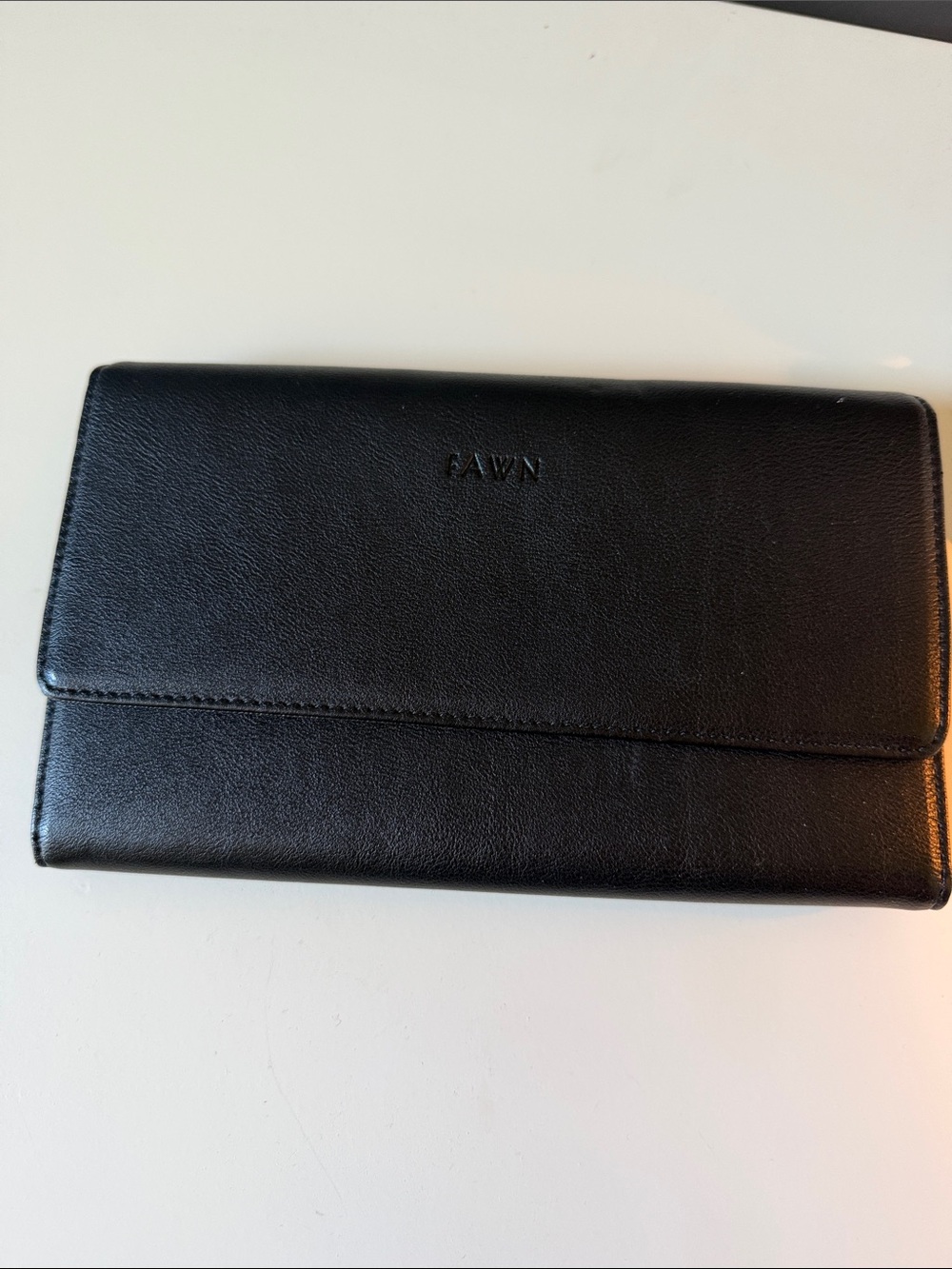 Fawn Design Black Leather Wallet Clutch